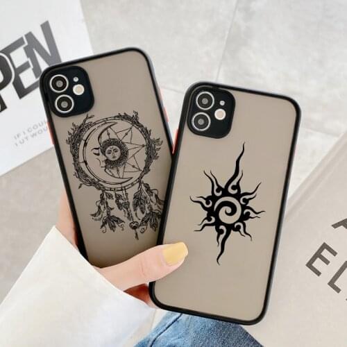 Funny Sun Moon Face Shockproof Phone Case For iPhone 12 11 Pro 7 XS MAX X XR SE 2020 6s 8 Plus TPU hard Matte Candy Back Cover