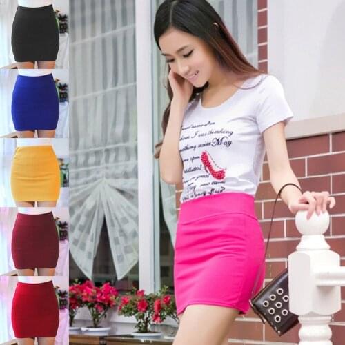 Women Lady Solid Color Slim Elasticity Short Skirt Fashion for Summer Party AIC88