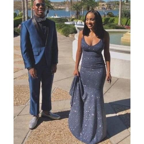 2021 Glitter Mermaid Prom Dresses Long V Neck Spaghetti Straps Sparkly Evening Formal Party Gowns Robe De Soiree