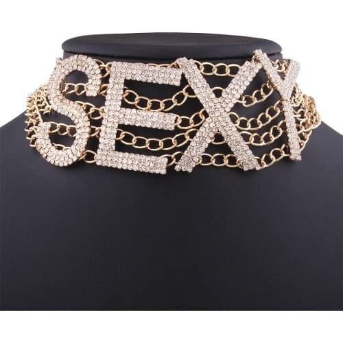 Luxury Personalized Letter Necklace SEXY Crystal Name Caged Choker with Name Word Collar Necklace for Women Girls