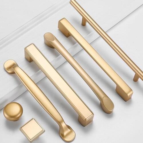 1pc Cabinet Handles Golden Kitchen Drawer Knobs Wardrobe Handle Aluminum Alloy Furniture Hardware Door Knocker Cupboard Knob