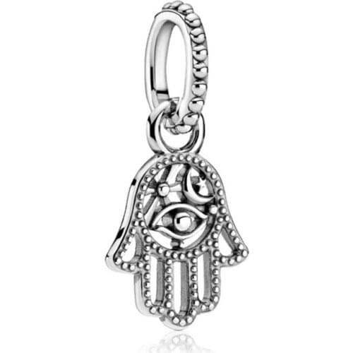 1pc Silver Plated Hand Evil Eye Dangle Pendants Beads for Jewelry Making DIY Bead Fit for Pandora Charms Bracelets Wome Gift
