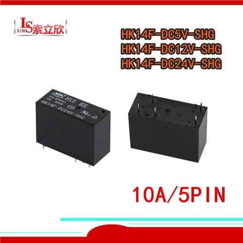 10PCS/LOT 100%Original New relay HK14F-DC5V-SHG HK14F-DC12V-SHG HK14F-DC24V-SHG HK14F DC5V SHG 5PIN 10A 1 set of transformations
