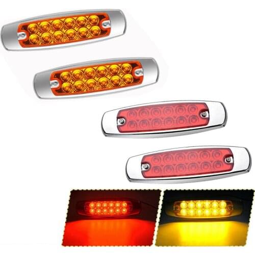 4x Red Amber 12 LED Side Marker Clearance Turn Light For Truck Trailer Lorry