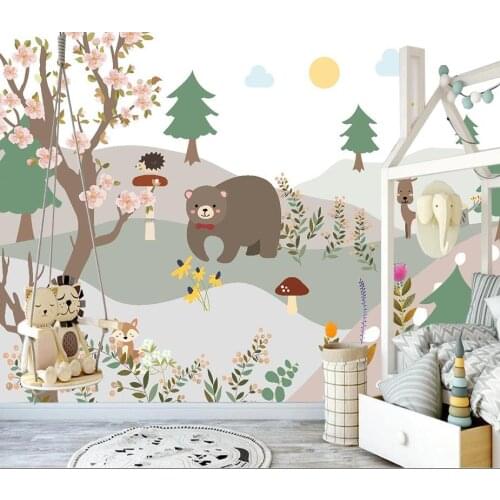 Bacal Cartoon Photo Animal Flower Children Room Bedroom Backdrop Wall Mural 3D Wallpaper For Kids Room Decoration huda beauty