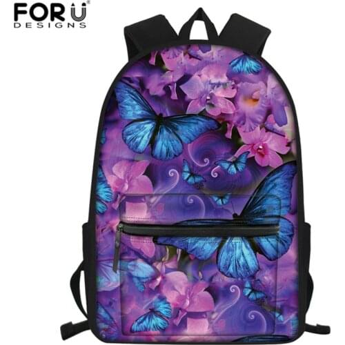FORUDESIGNS 15.6 inch Children School Bag Fantasy Butterfly Printed School Backpacks Book Bag for Boys Girls Large Capacity Bag