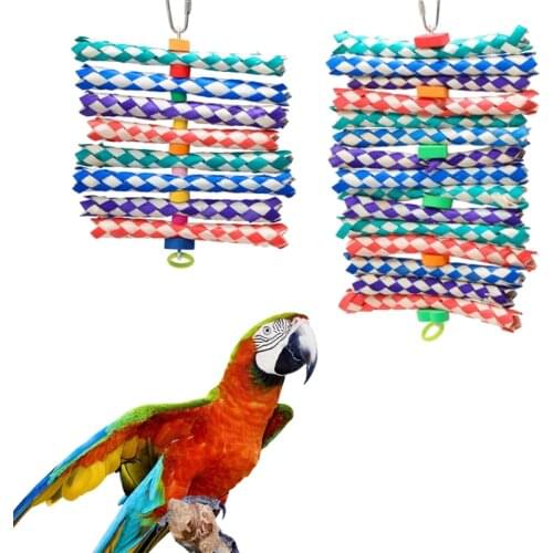 Foraging Bird Toys Hanging Cage Toy Colorful Shredding Pulling Chew Toy for Parrotlet Quaker Cockatoo African Grey