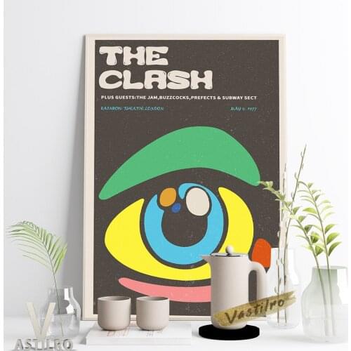 The Clash Punk Music Band Poster Abstract Eyes Geometry Illustration Art Print Canvas Painting Fans Collection Gift Wall Decor