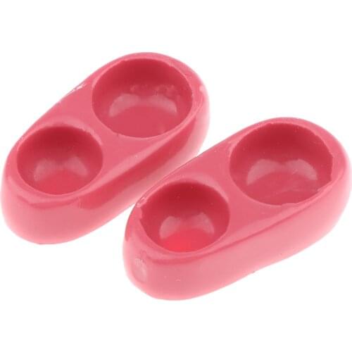 2 Pieces Adorable Double Bowl Cat Feeders 1/12 Scale Dollhouse Ornaments