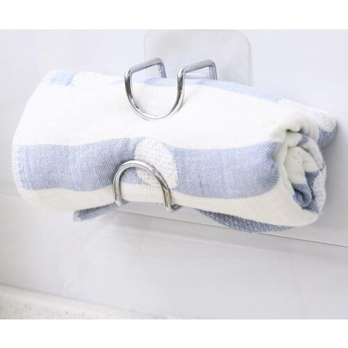 2Pc Self Adhesive Stainless Steel Wall Hook Key Bag Hanger Sticky Kitchen Home Bathroom Storage Hanging Holder Waterproof Towel