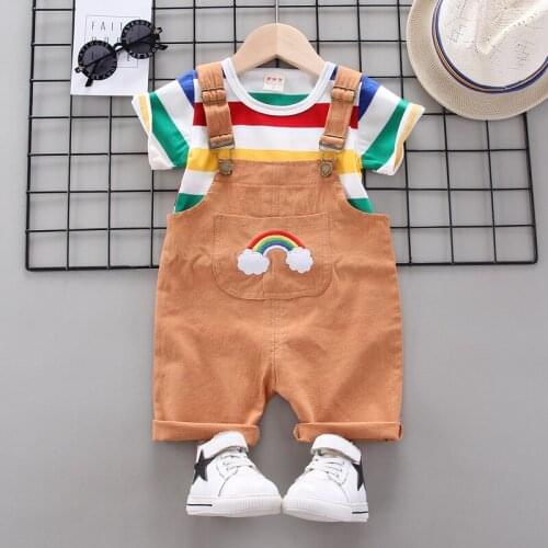 Boys summer clothing sets 2020 new children cotton tops+bib shorts 2pcs tracksuits for baby boys casual outfits children clothes