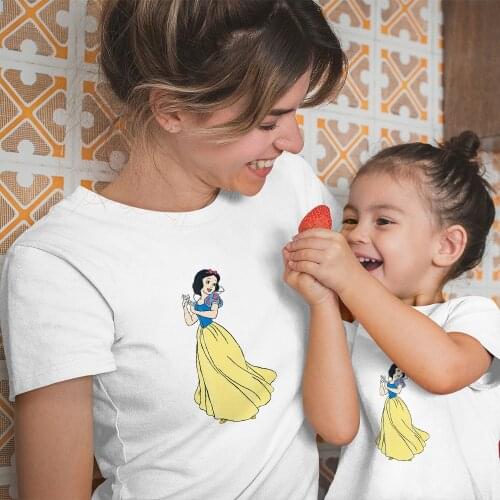 Summer New Products Family Matching Clothes Disney Princess Cartoon Pattern Harajuku Color Adult Unisex T-Shirts Comfortable Tee