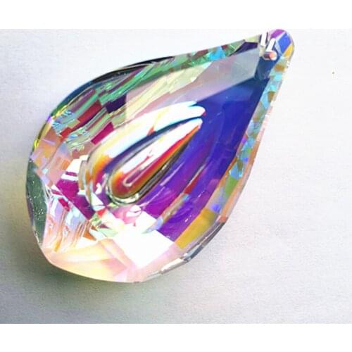 Hot selling 10pcs 76mm Clear AB Pipa Shape K9 Crystal Chandelier Pendants (Free Rings) For Window Suncatchers Home Decoration