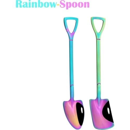 Shovel Shape Ice Cream Spoon Multi-color Spoon Dinnerware Cutlry Set Long Handle Coffee Ice Cream Tools Kitchen Accessories