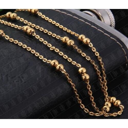 Best price 100 Meter Thin Stainless Steel Lovely Chain with Beads Chain Jewelry Finding /Marking Chain For DIY Women