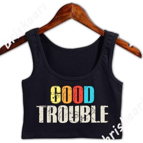 Good Trouble John Lewis Get In Trouble Tank Top Tops Designing Comical Spring Letter Graphic Round Collar Slim Vest