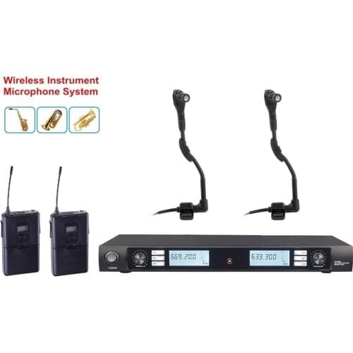 Bolymic UHF Dual Channel Wireless Instrument Microphone for Saxophone microfone Tuba Trumpet