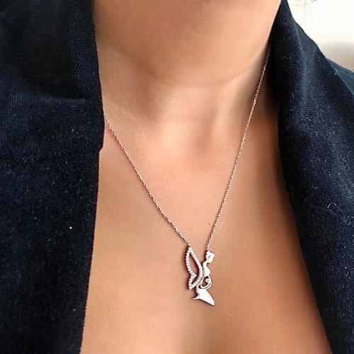 My Angel Wings 925 Sterling Silver Necklace Women Girls Gift Jewelry Accessories Fashion Handmade Elegant Chain