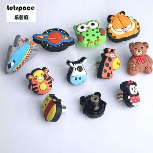 Cute cartoon soft plastic childrens room furniture handle Color animal model drawer shoe cabinet tv cabinet knob kids handle