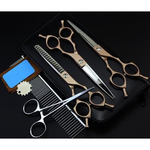 5 kit Professional Japan 6.5 inch gold pet grooming hair scissors set dog cutting shears thinning barber hairdressing scissors
