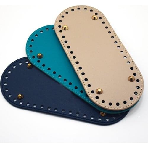 2018 New Design Long Bottom for Bag PU Leather Oval Bottom Diy Handmade Knitting Bag Leather Bottom Accessories 25x12cm KZBT008
