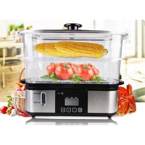 800W 12L Multi-functional Smart Electric Double Layer Steamer Steamed Egg Soup Food Steamer Household Kitchen Cooking Tool