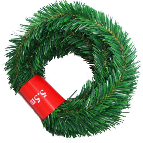 5.5m Pine Christmas Garland Decorative Green Christmas Garland Artificial Xmas Tree Rattan Banner Ribbon Decoration Wreath