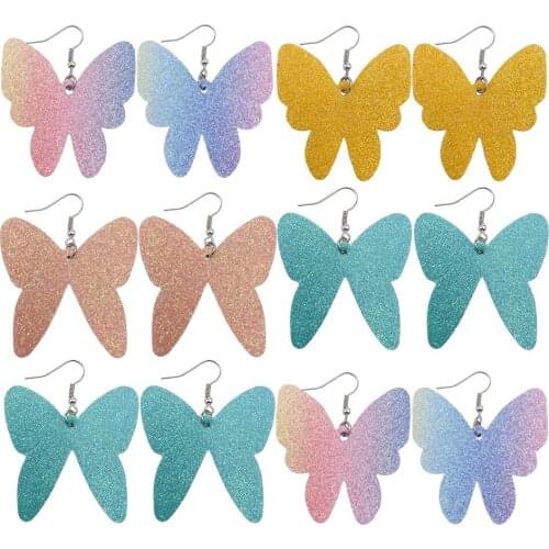 1 Pair Bohemian Style Drop Earrings Butterfly Shaped Faux Leather Ear Jewelry Gift For Sexy Woman