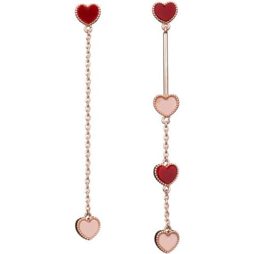 Fashion Asymmetric Drop Earrings Charming Heart-Shaped Long Earrings For Women Bride Wedding Banquet Accessories