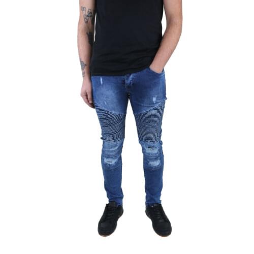 Kayra Store Skinny Jeans Streetwear Zipper Style Straight Trousers Cotton Slim Fit Stretch Pants Fashion Denim Men Clothing 2021