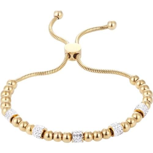 Super Beautiful Bead And Zircon Circle Adjusted Size Women Bracelet Titanium Steel Jewelry Bracelet Gift For Women And Children