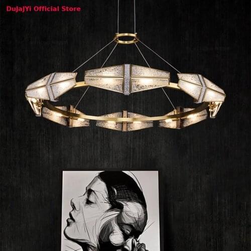 Light luxury copper LED chandelier lighting post-modern indoor dining room lighting Nordic bedroom living room hall chandelier