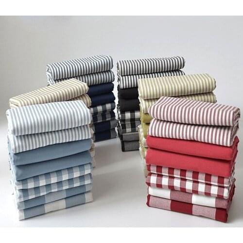 Thick home tablecloth curtain cushion classic yarn-dyed polyester-cotton plaid solid color fabric handmade DIY fabric