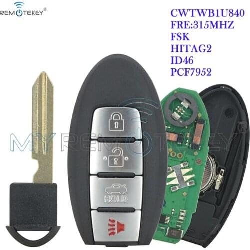 Remtekey CWTWB1U840 smart car key for Nissan Versa remote key 4 button 315mhz 46 chip 2013 2014 2015 2016 2017
