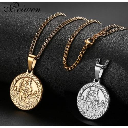 All Patron Saints St Christopher Necklace Medal Prayer Card For Driver Stainless Steel Women Men Bible Jesus Protection Jewelry