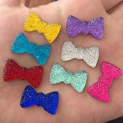 11*20mm 40Pcs Resin Bow Flat back rhinestone scrapbook DIY Wedding applique ornament hairpin accessories Crafts