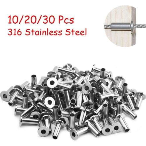 316 Stainless Steel Protective Protector Sleeves for 1/8" Cable Railing Kits for Home or Garden Wood Posts and Balustrade Marine