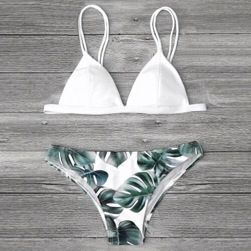 Bikini 2021 Leaf Print Swimsuit Women Swimwear Push Up Bikini Set Low Waist Biquini Brazilian Beach Bathing Suit Swim Wear #T1P