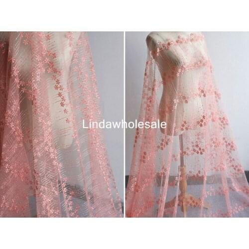Hard Net yarn lace embroidery fabric wedding dress lace embroidered clothing material
