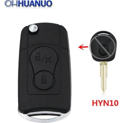 1pcs/5pcs* Uncut Blade 2 Button Flip Foldable Remote Car Key Case Shell for Ssangyong Actyon SUV Kyron Replacemen Shells