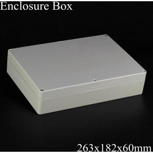 1 piece/lot) 263*182*60mm Grey ABS Plastic IP65 Waterproof Enclosure PVC Junction Box Electronic Project Instrument Case