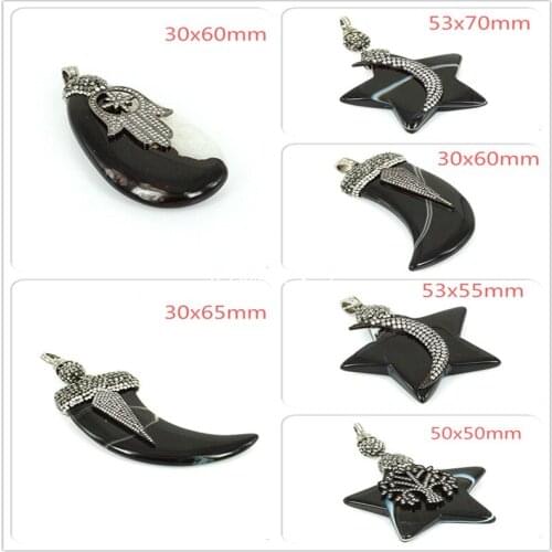 2017 Newest Classic Jewelry Natural Mix Stone Quartz Pendants Necklace for Female Romantic Lucky Moon Star Charm Stone Pendants