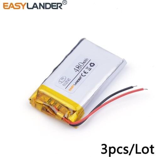 3pcs /Lot 502545 480mah 3.7v lithium Li ion polymer rechargeable battery 052545 MP3 MP4 MP5 toy polymer lithium battery