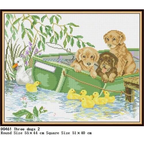 Full Round Drilling Square Drill 5D DIY Diamond Animal Painting Three dogs Embroidery Cross Stitch Home Decor Gift