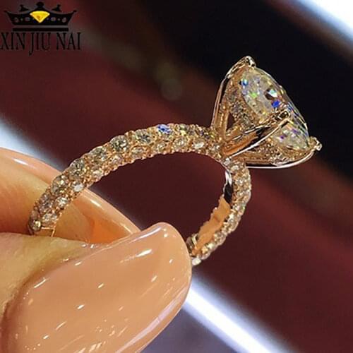 Best selling new flash diamond round princess ring European and American fashion female engagement wedding diamond ring ring