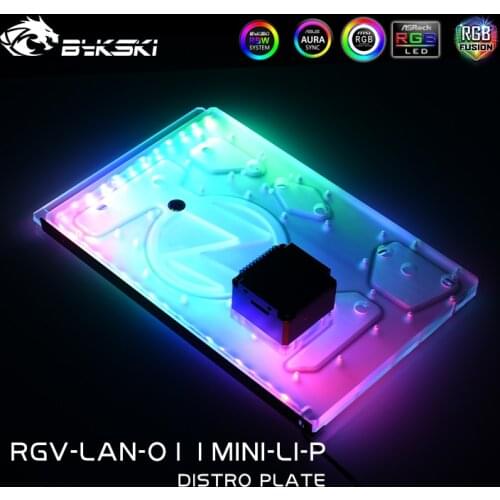 Bykaki RGV-LAN-O11MINI-LI-P,RGB Front Distro Plate For Lianli O11 MINI Case,Waterway Board Solution,MOD PC Water Cooling Loop