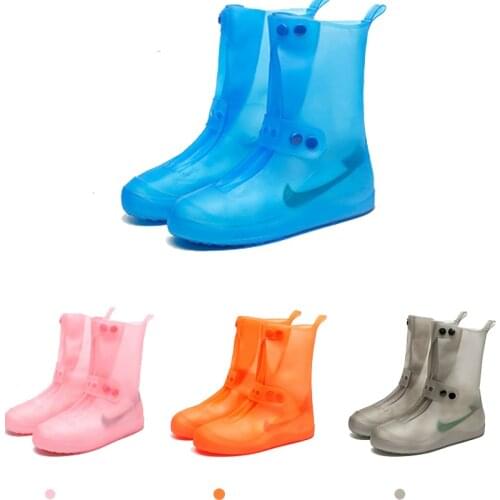 Women Man PVC Integral Mould Waterproof Reusable high Rain Shoes Cover Rain Boot Anti-skid dustproof Shoes Covers for couple