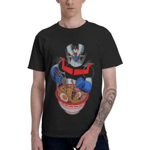 Male Mazinger Z T-Shirt Harajuku Anime Manga Robot Ramen Tshirt Short Sleeve Cool T Shirt Homme Cotton Tee Tops Gift Idea