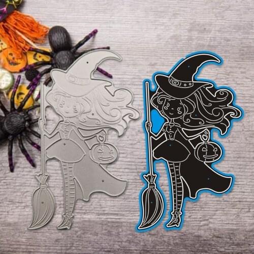 Halloween Witch Metal Cutting Dies Stencil Scrapbooking DIY Album Stamp Paper Card Mold Embossing Decoration P15D
