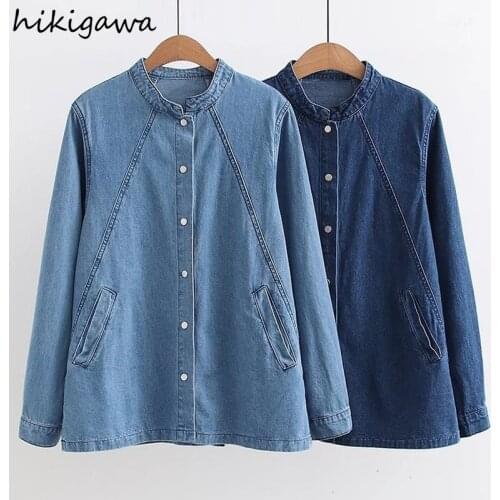 Женские джинсовые рубашки HIKIGAWA China At AliExpress